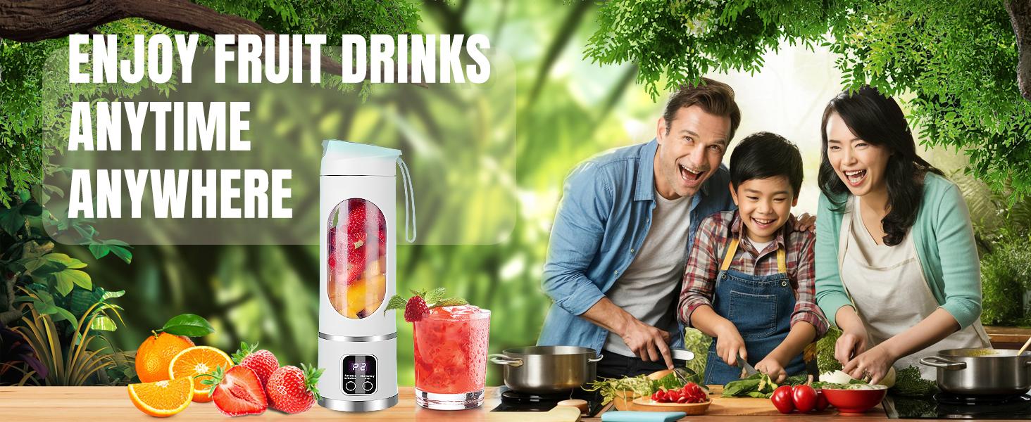 Ultimate Digital Juicer Blender with LED Display, Multimode Juicer Machine for Fruit & Vegetable, Leak-Proof, Large Capacity & USB Rechargeable Blender for Liquid Diet, Compact Blender for Kitchen & Travel Mate, Household Gadgets, St. Patrick's Day Gifts