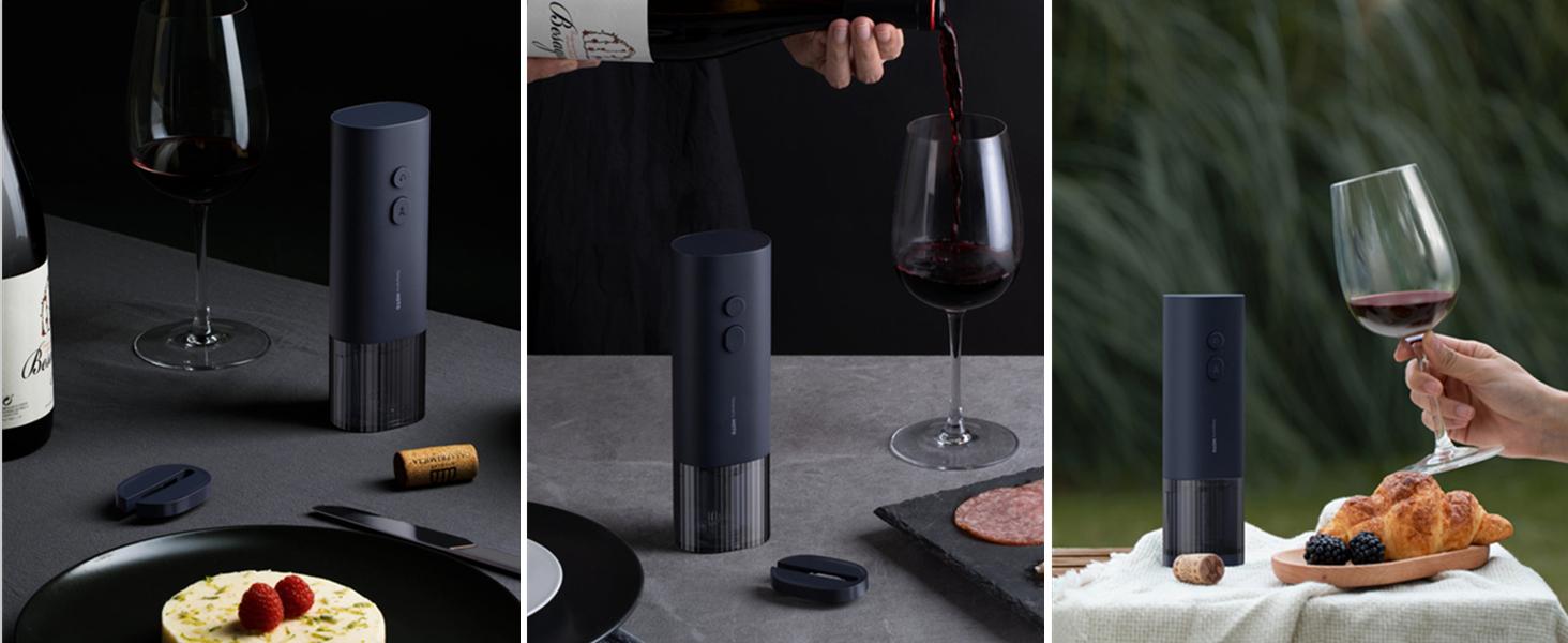 HOTO Electric Wine Opener , Automatic Bottle Opener with Foil Cutter, Uncorks 170+ Bottles, 10s Instant Opening, Battery Operated, Lightweight & Portable, Ideal for Wine Lovers, Kitchen Utensils