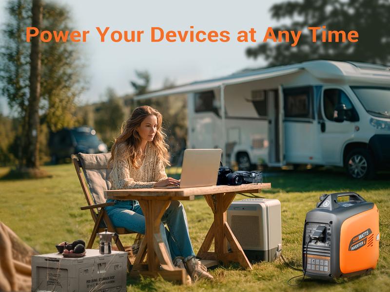 (Ships Within 24H) Efurden Portable Inverter Generator 2500W Gas Powered, Long Runtime Gas Generators for Home Use, Camping, Super Quiet Emergency Home Backup, with CO Sensor, EPA Compliant