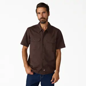 Dickies Solid Work Shirt, 100% Cotton Relaxed Fit, Workwear Casual Style