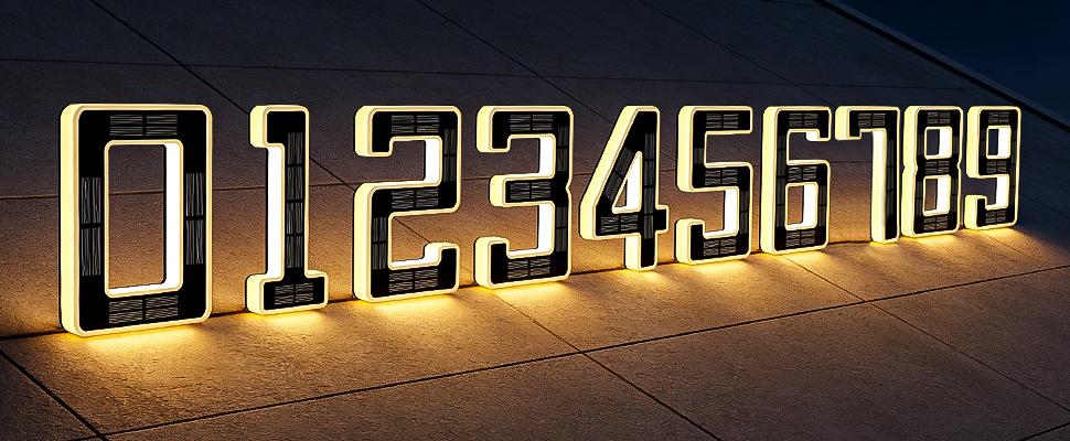 ISUNMEA Solar-Powered 6.7inch Address Sign Lighting for Residential Address Identification Address Plaques for House LED Illuminated Waterproof Outside Address Sign 3500K Warm White LED Modern Solar Powered LED Numbers for Yard, Street, Door, Outside