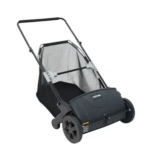 [HOT] Garvee 21" Push Lawn Sweeper, 3.5 Cu. Ft. Manual Leaf & Grass Collector with Adjustable Height and 4 Spinning Brushes, Black