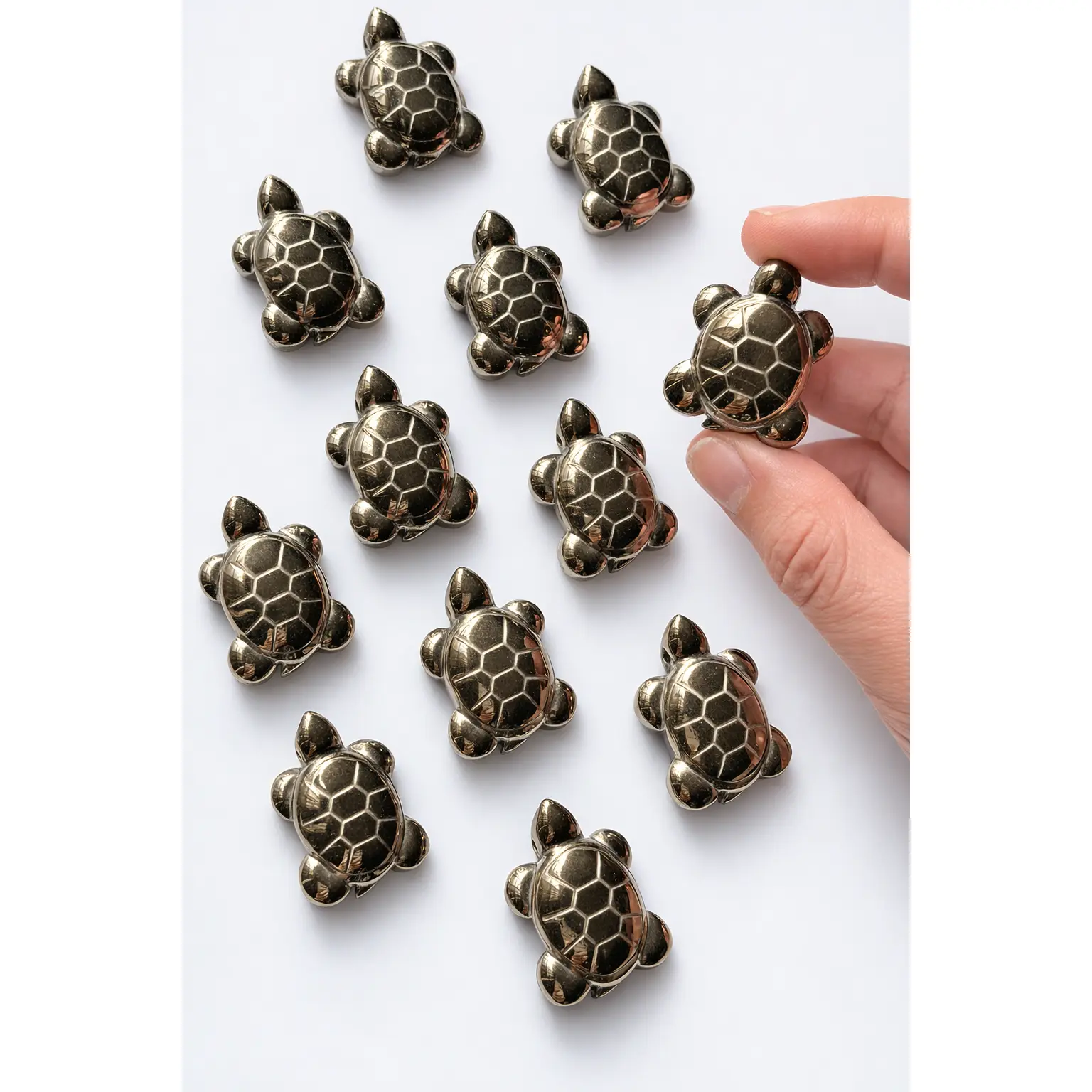 Pyrite Turtle Carving – 1 Inch Crystal Turtle | Protection & Abundance