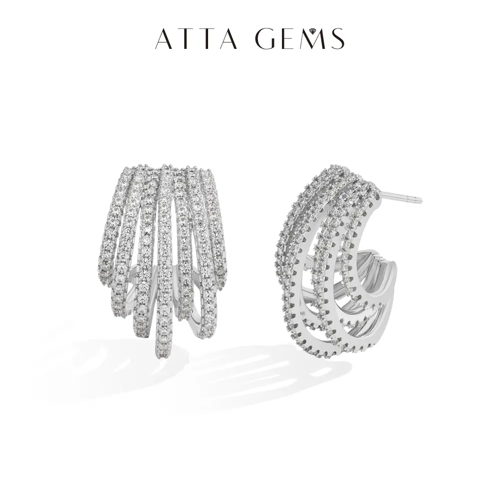 ATTAGEMS Luxury Design Lab-Created Moissanite Earrings for Women 925 Sterling Silver Ear Stud Party Anniversary Gift for Her Fine Jewelry E064 summerwins