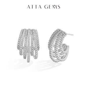 ATTAGEMS Luxury Design Lab-Created Moissanite Earrings for Women 925 Sterling Silver Ear Stud Party Anniversary Gift for Her Fine Jewelry E064