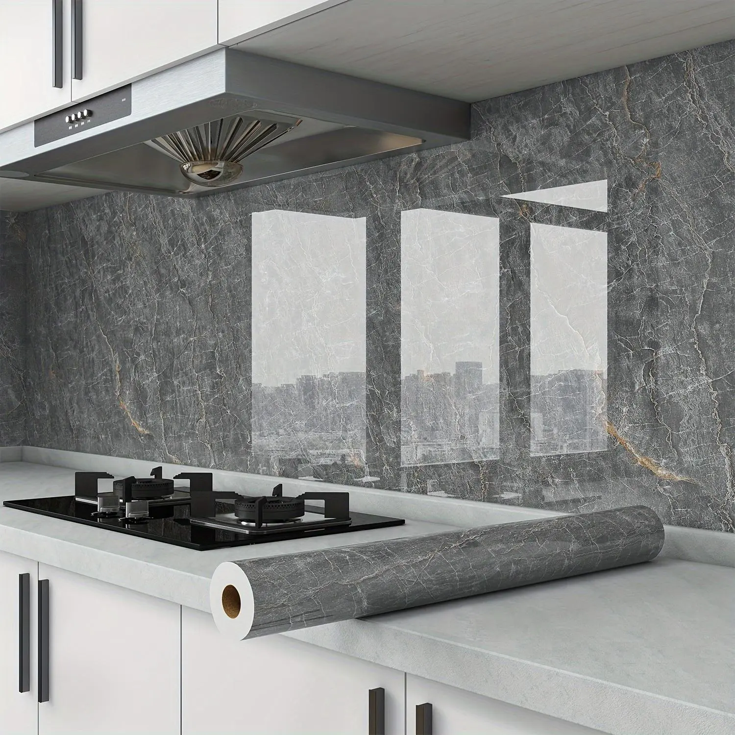 Premium Marble Self-Adhesive Wallpaper - Waterproof PVC Stick-On Vinyl, Customizable Accent Wall Sticker, Easy-to-Remove Marble Backsplash for Kitchen, Bathrooms, Marble Backsplash Wallpaper
