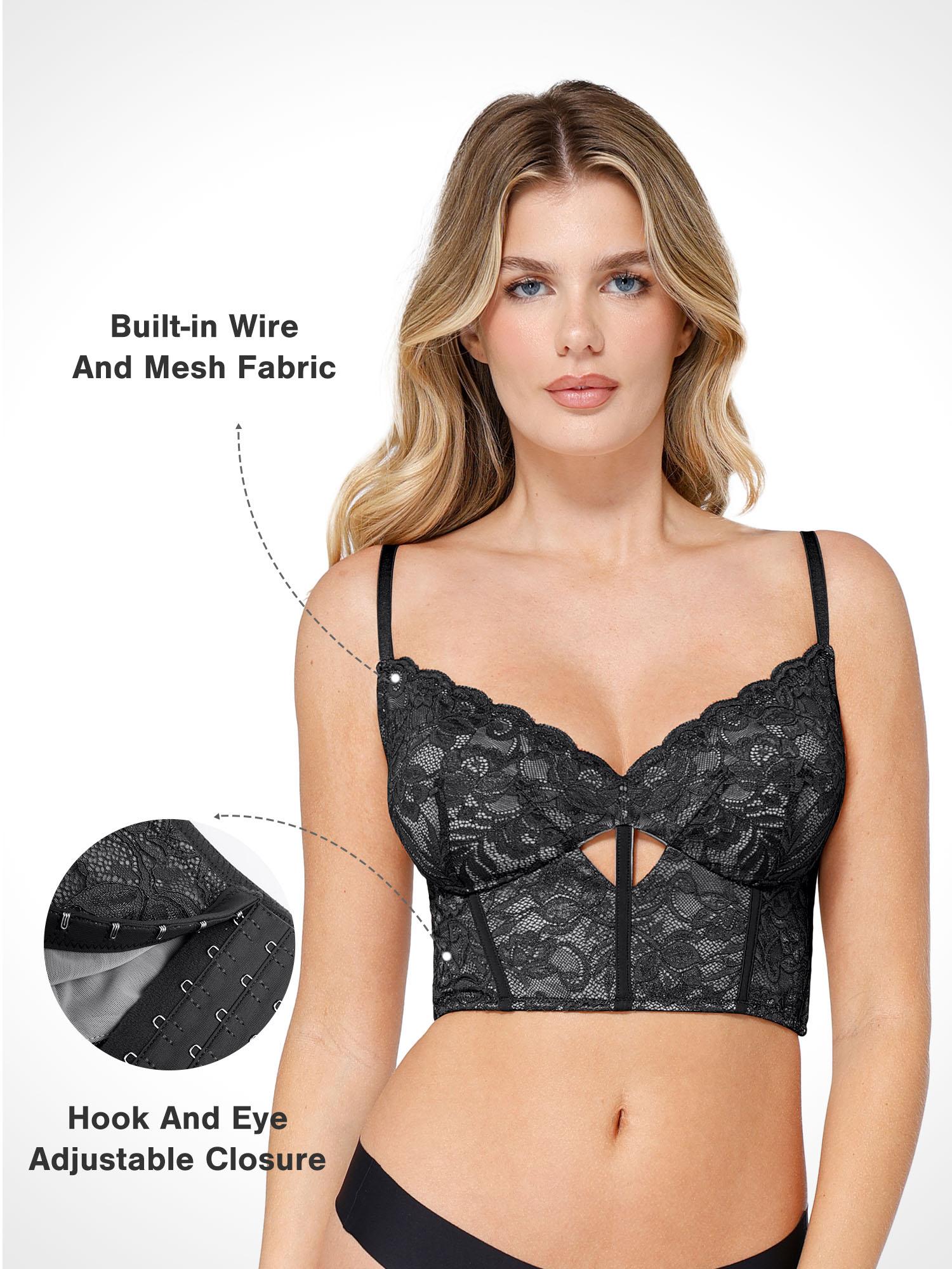 POPILUSH Red Elegant Lace Push Up Bra Deep V Neck Bralette with Underwire Adjustable Straps & Custom Fit for Women's Minimalist Fashion POPILUSH Red Elegant Lace Push Up Bra Deep V Neck Bralette with Underwire Adjustable Straps & Custom Fit for Women's Minimalist Fashion