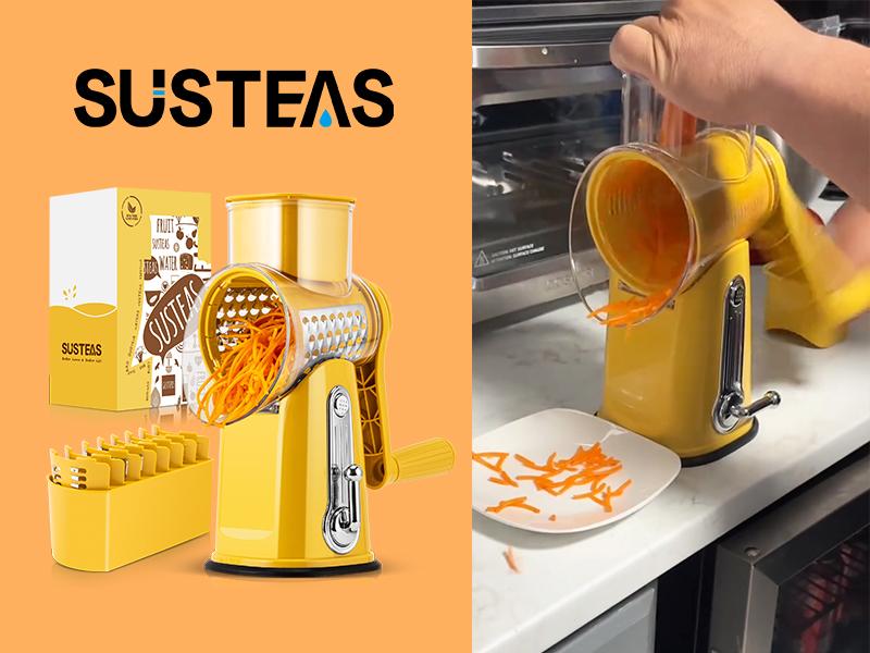 SUSTEAS Rotary Food Chopper – 5 Replaceable Blades, Strong Suction Cup Base, BPA-Free, Dishwasher Safe, Green Kitchen Utensil, Vegetable Cutting Slicer, Multifunctional Cabbage Grater SUSTEAS Rotary Food Chopper – 5 Replaceable Blades, Strong Suction Cup Base, BPA-Free, Dishwasher Safe, Green Kitchen Utensil, Vegetable Cutting Slicer, Multifunctional Cabbage Grater