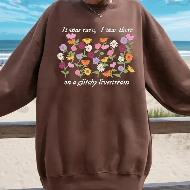 ON A GLITCHY LIVESTREAM Vintage Eras Piano Flower Tshirt/Sweatshirt/Hoodie, Vintage Flowers Sweatshirt, Dark chocolate Suprised Song Tshirt