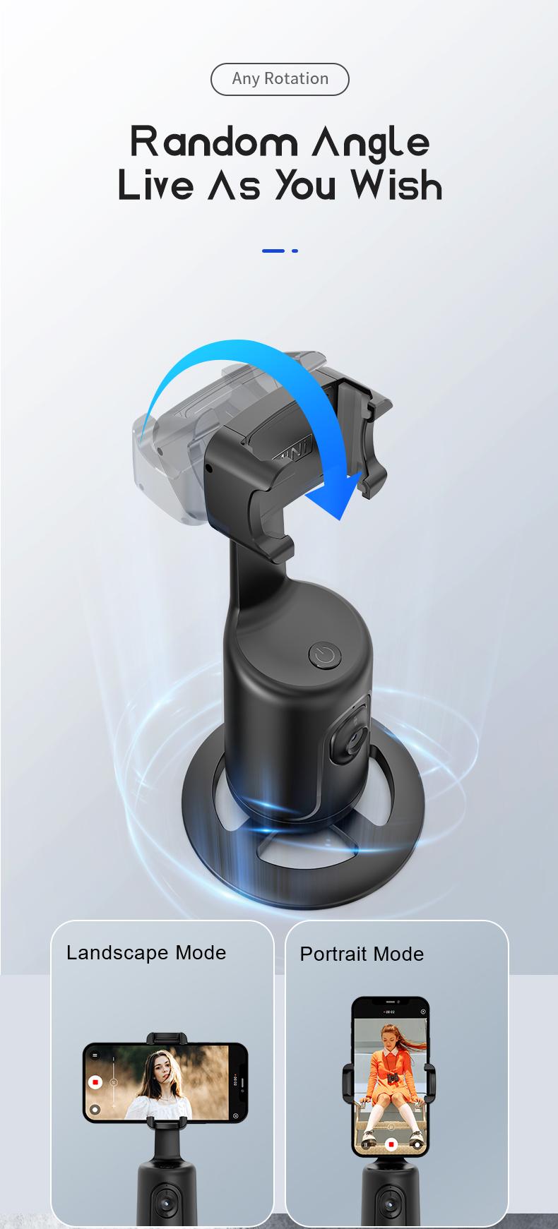 Auto Face Tracking Phone Holder & 62''Smartphone Tripod, No App, Required Gesture Control, 360° Rotation Phone Holder Tripod with Wireless Bluetooth Remote for Vlog/Video/Photo