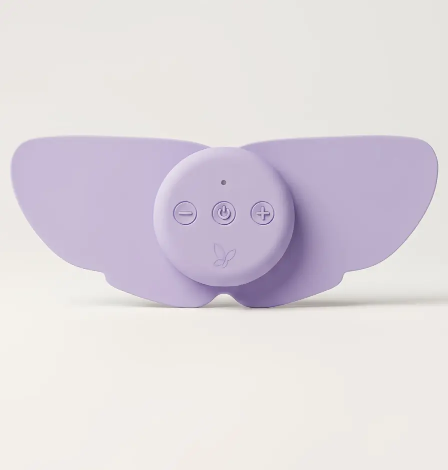 SootheHer Elaris Pod Period Pain Relief Device - Adjustable, Small, Low Voltage Wireless Butterfly-Style Lithium Ion Battery-Powered Massage Appliance with Gel Pads, 5H Use for Classes, Errands (Batteries Included)