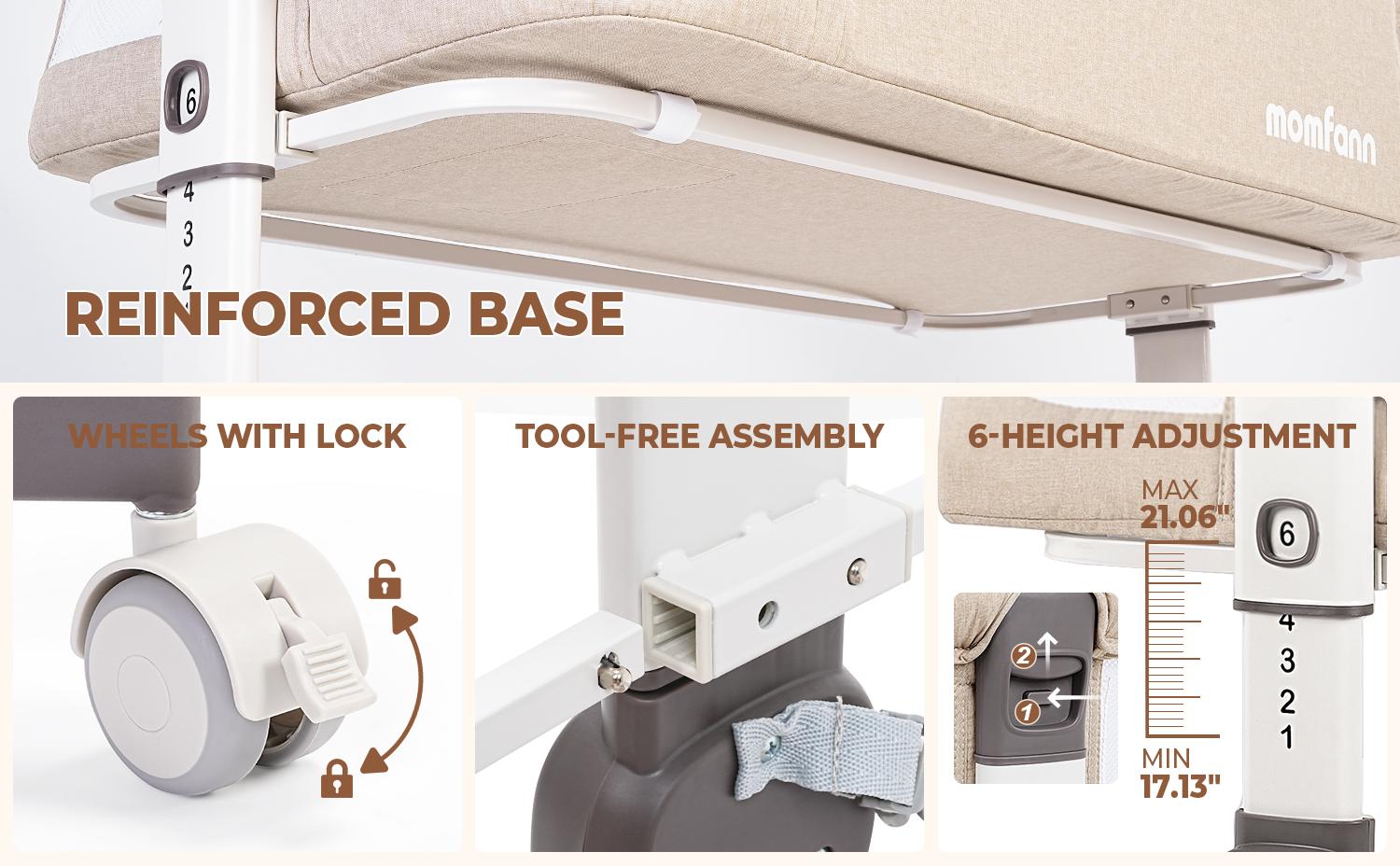 Momfann Baby Bassinet Bedside Sleeper, Upgraded Stability Bedside Crib with Full Mesh Sides, Soft Sheet, 6-Height Adjustment, Storage Basket, Easy Folding Portable Bassinet for Newborns, Oatmeal Momfann Baby Bassinet Bedside Sleeper, Upgraded Stability Bedside Crib with Full Mesh Sides, Soft Sheet, 6-Height Adjustment, Storage Basket, Easy Folding Portable Bassinet for Newborns, Oatmeal