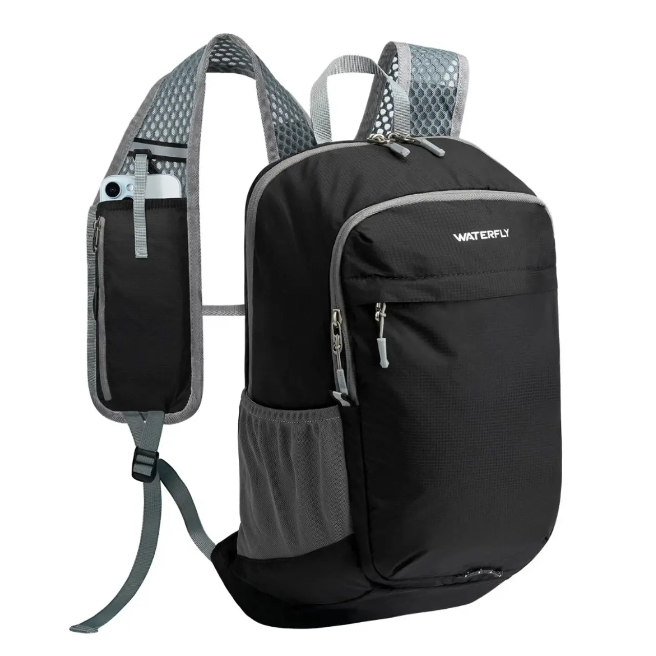 WATERFLY Packable Lightweight Small Backpack: 15L Foldable Mini Hiking Daypack - Ultralight Compact Day Pack for Women Men Outdoor Travel Camping Walking