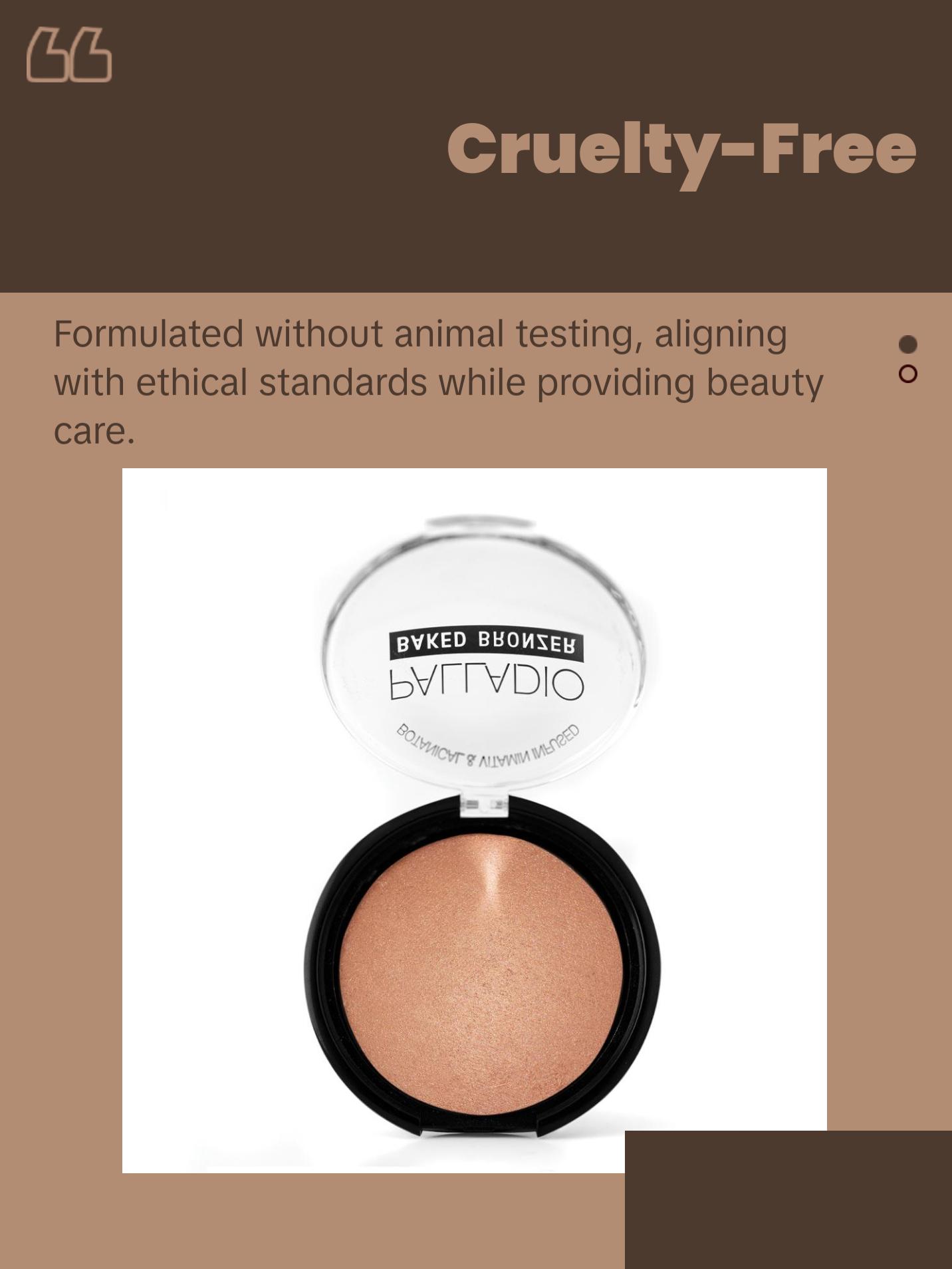 Palladio Baked Bronzer, Highly Pigmented and Easy to Blend, Shimmery Bronzed Glow, Use Dry or Wet, Lasts all day long, Provides Rich Tanning Color Finish, Powder Compact