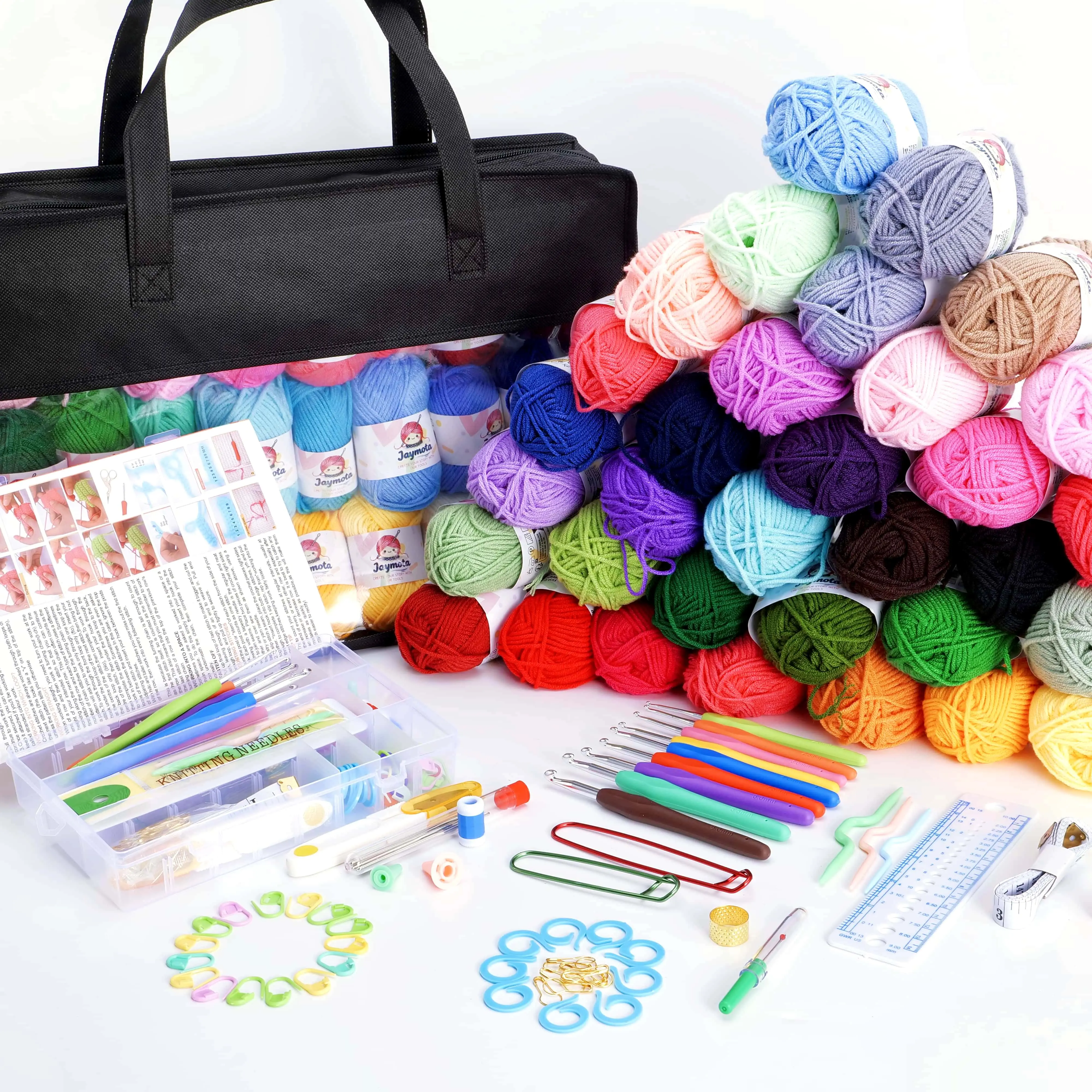 113-Piece Crochet Starter Kit - 40-Color 2000yd Yarn, Ergonomic Hooks, Professional Accessories, Storage Bag, Premium Crochet Gifts for Adults for DIY Crafts, Handmade Projects