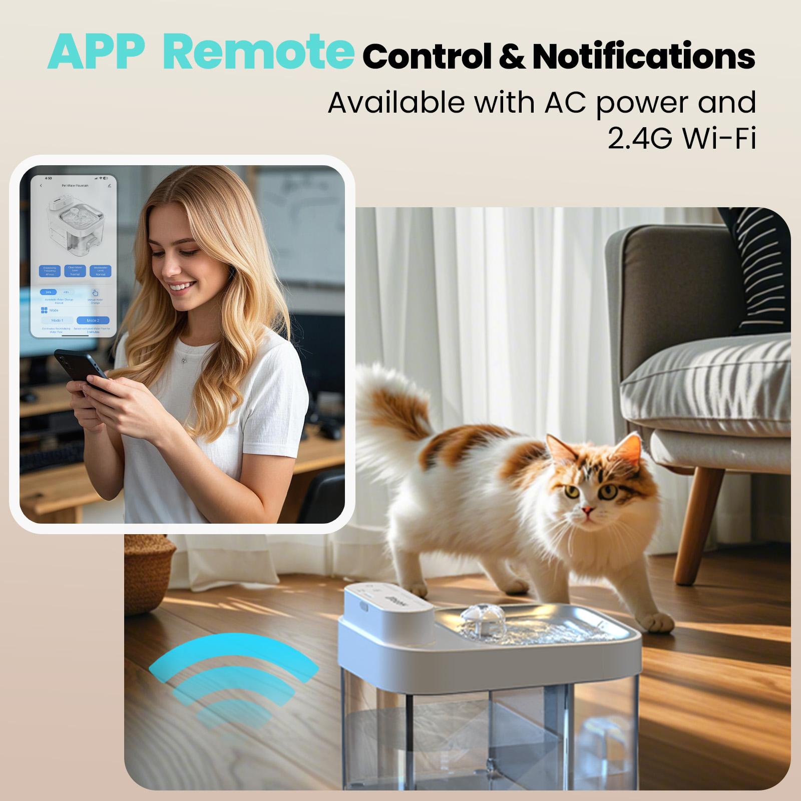 HAPAW 2026 Latest Cat Water Fountain with 2.4G Wi-Fi APP Control 5000mAh Battery Separated Clean & Waste Water No Filter Plug-in Automatic Dispenser HAPAW 2026 Latest Cat Water Fountain with 2.4G Wi-Fi APP Control 5000mAh Battery Separated Clean & Waste Water No Filter Plug-in Automatic Dispenser