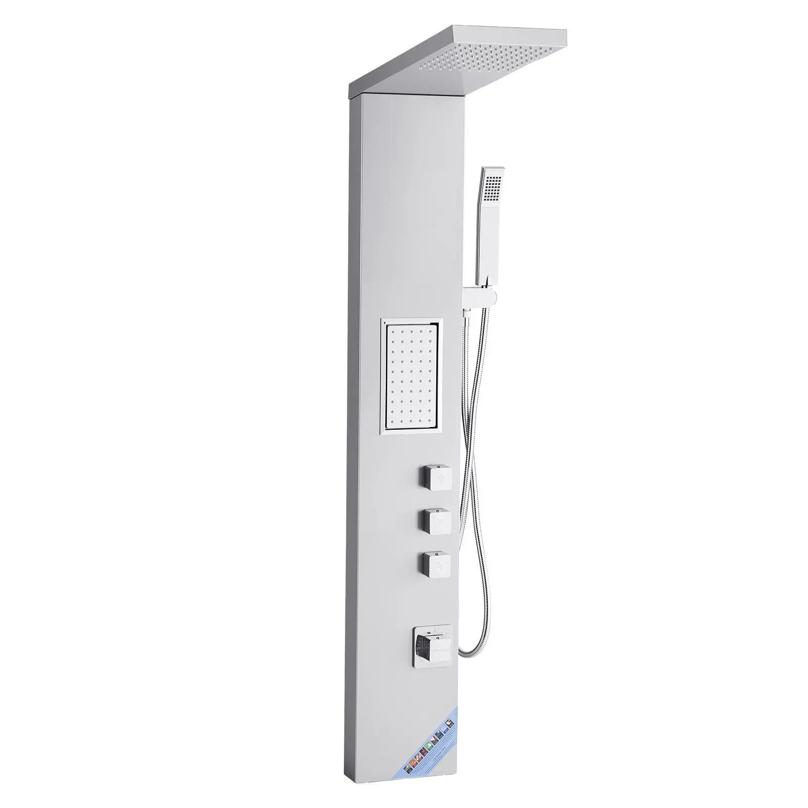 VEVOR Stainless Steel Shower Panel Tower System - 3-Mode Rain Shower Heads, 3-Function Massage Jets