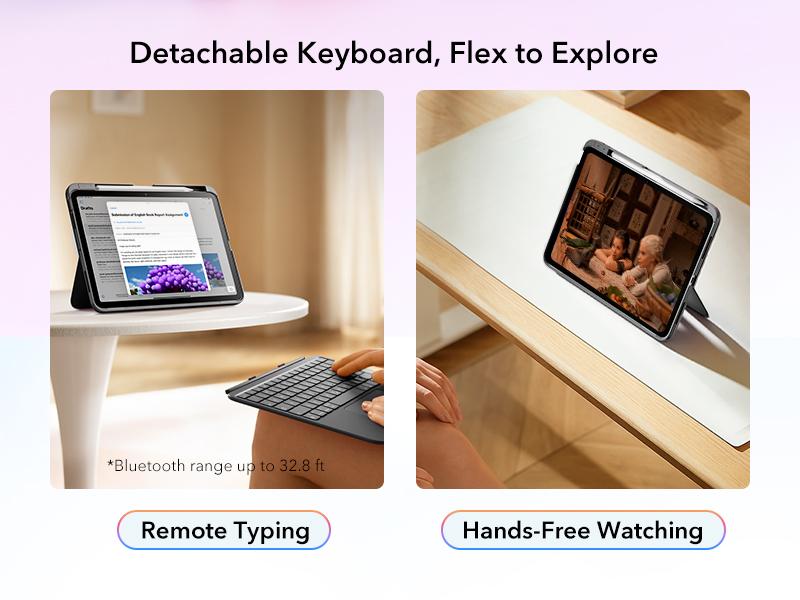 ESR iPad 11th(A16) 2025/10th Gen Flex Keyboard Case, Ultra-Light Magnetic Detachable Keyboard for iPad 10.9" with Writing/Viewing Modes, Larger Precision Trackpad Adjustable Stand