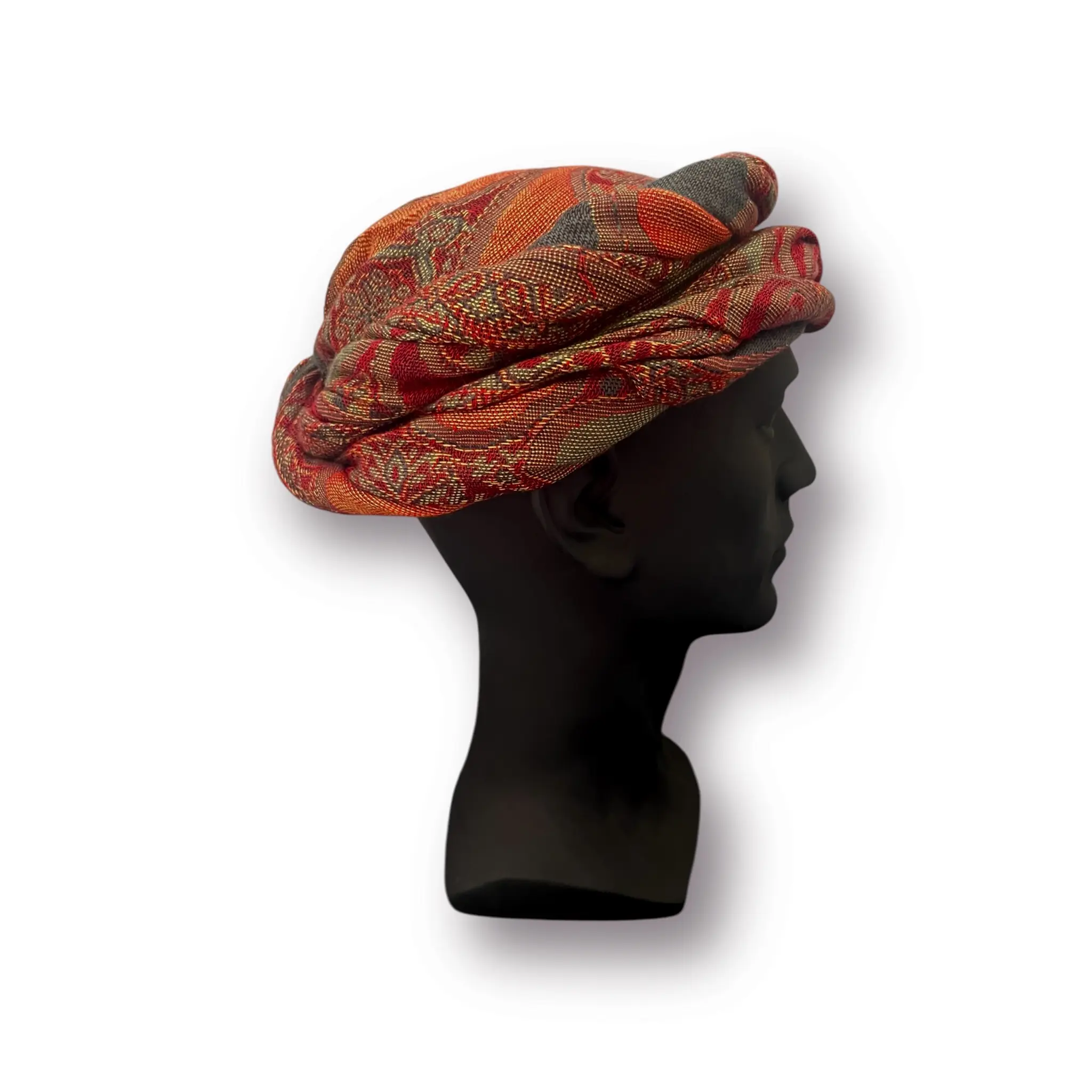 Olive & Burgundy Large Paisley Head Wrap Turban