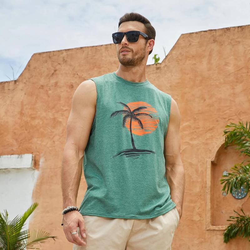 Mens Summer Beach Tank Top Hawaiian Palm Tree Print Sleeveless Muscle Basic Tee Vacation Tops Mens Summer Beach Tank Top Hawaiian Palm Tree Print Sleeveless Muscle Basic Tee Vacation Tops