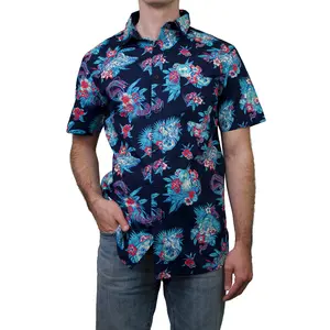 Men's Star Wars: A New Hope R2-D2 and Millennium Falcon Hawaiian Print Button Down Shirt