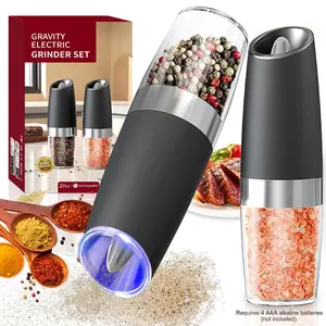 Electric salt and pepper grinder set, adjustable coarseness with LED light, 2-pack, one-handed kitchen grinder, large capacity automatic salt and pepper grinder, suitable for kitchen,Utensils Kitchenware Ceramic Seasoning,Christmas Gifts New Year Gifts R