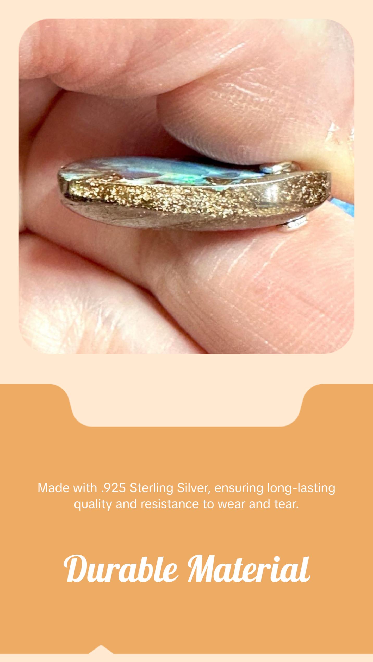 Blue Australian Boulder Opal Pendant Necklace, .925 Sterling Silver. 15ct Unisex Design