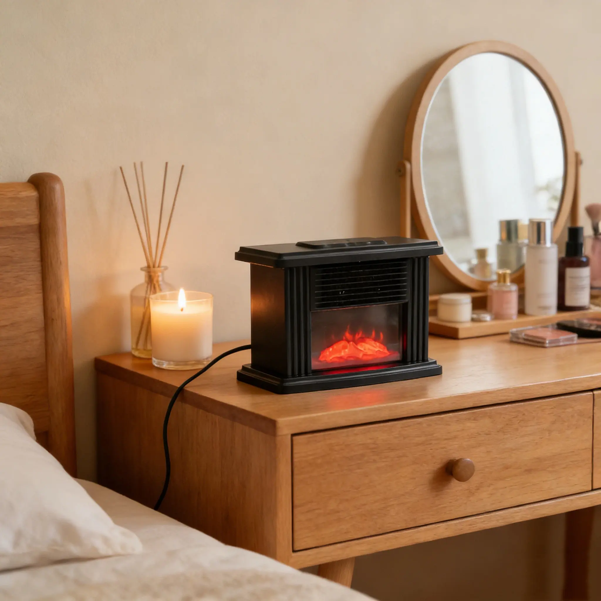 CNCEST Home Electric Standing Fireplace Heater Stove - 1000W Power Fast Heating Appliance with Adjustable 3D Flame Log Burner, Aluminum Build, LED Display, Overheat Guard, Country Rustic Accessory, Winter Gift for Parents, Suitable for Garage, Appliances