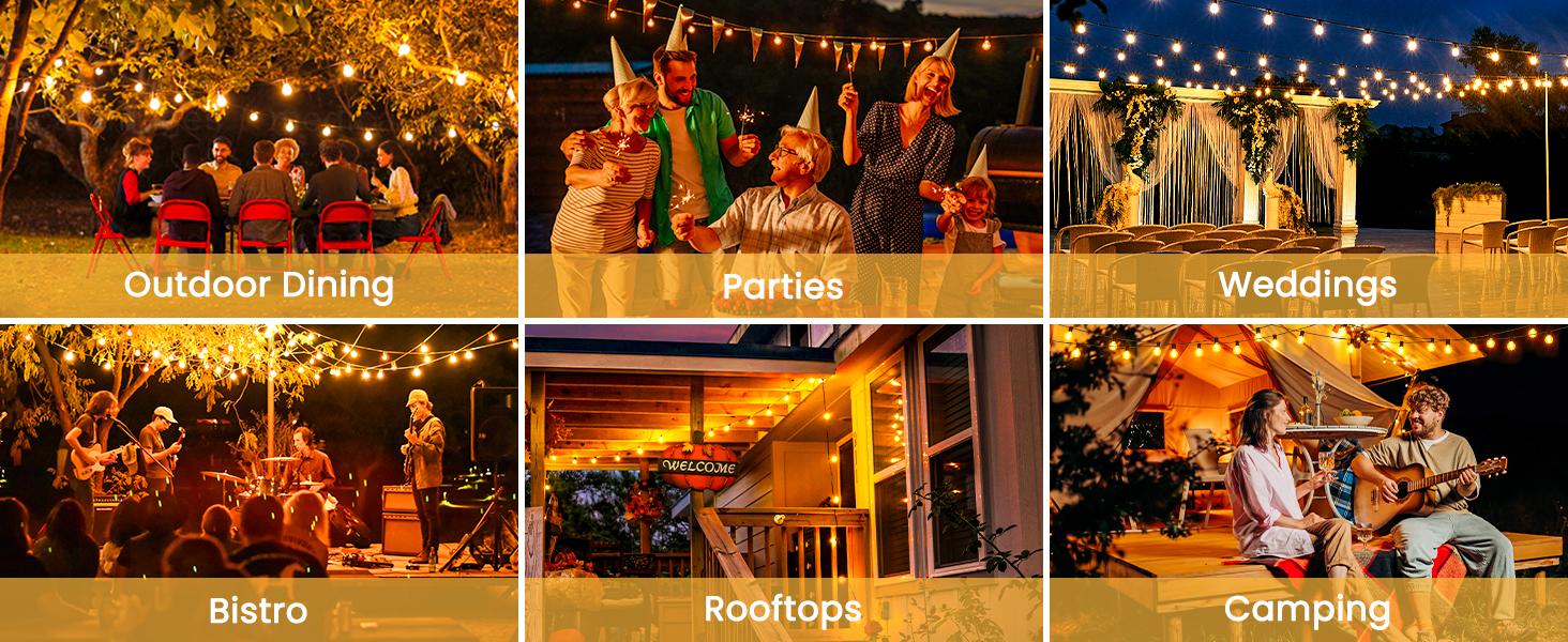 Brighttown Christmas, Halloween, 108-foot solar lights, outdoor waterproof, with remote control, 50 shatterproof LED bulbs, 3 light modes, adjustable porch, backyard, patio, garden, party