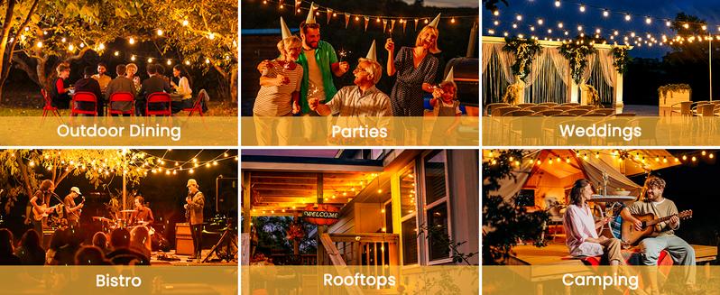 Brighttown Christmas, Halloween, 108-foot solar lights, outdoor waterproof, with remote control, 50 shatterproof LED bulbs, 3 light modes, adjustable porch, backyard, patio, garden, party