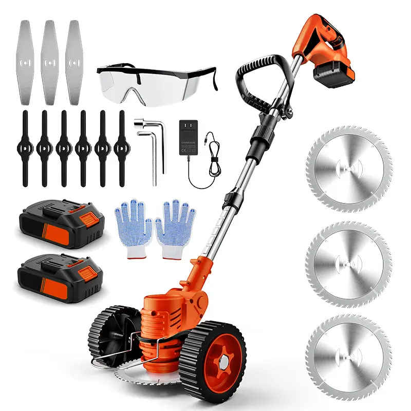Household Portable Foldable Electric Lawn Mower Complete Tool Set - Double-Side Chain, Solid Wood Handle, Dual Safety Switch, Garden Shrub Pruning & Grass Trimming Yard Tool hydroponic plant Trimmer Lawn Grass Cutter