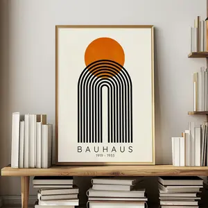 [Sale Up To 50%] Bauhaus Print Orange Wall Art Bauhaus Poster Modern Art Minimalist Geometric Art Mid Century Design Office Art for Modern Home
