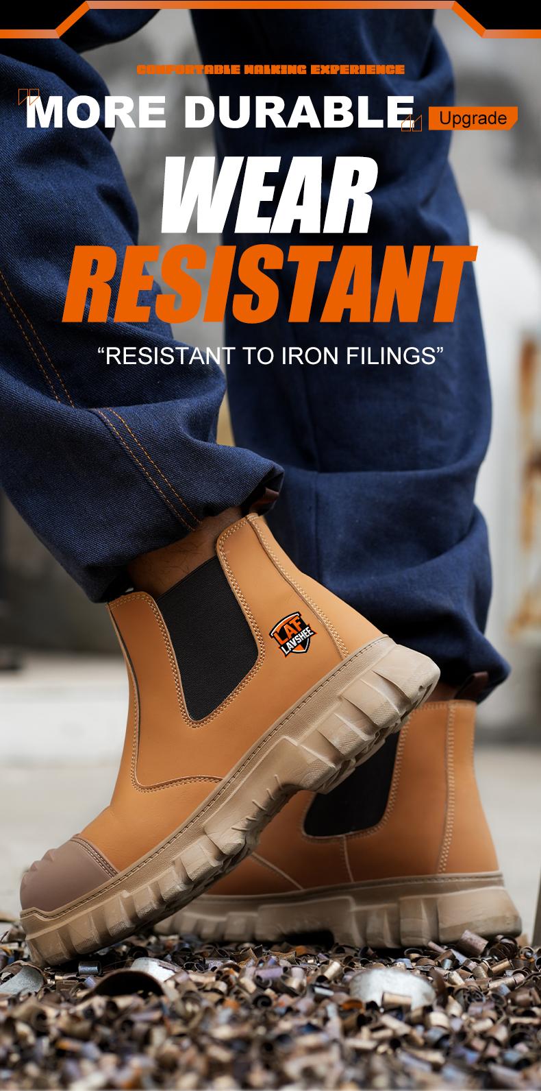 Lightweight steel toe brown anti slip work shoes - splash proof, smash proof, puncture proof, breathable safety shoes