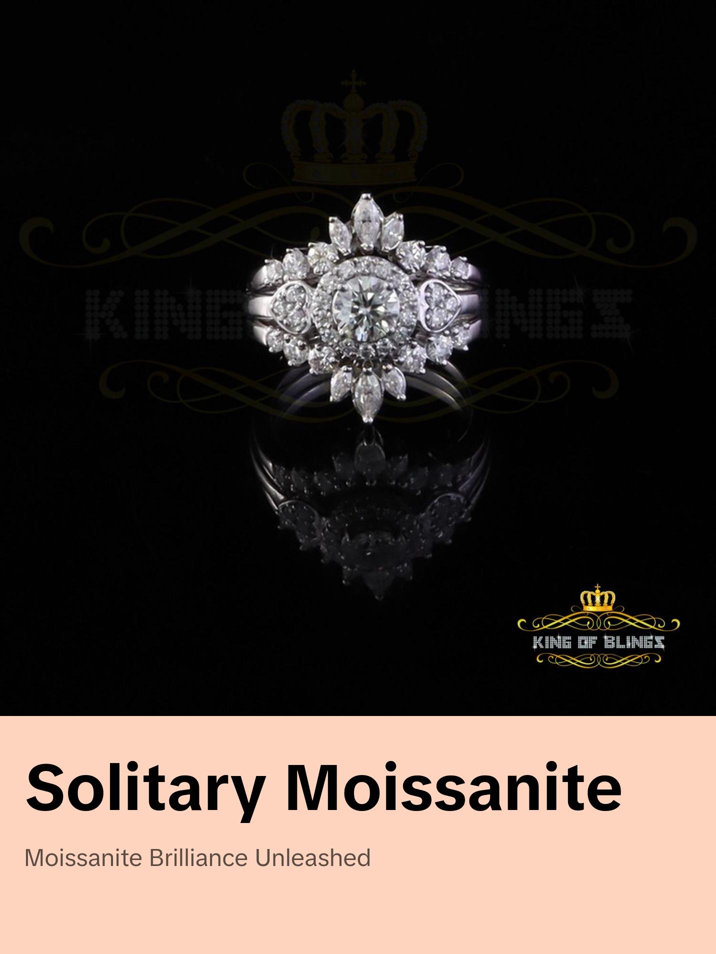 King Of Blings 2CT VVS D Moissanite Solitaire Enhancer Guard Wrap Ring Insert 925 White Silver