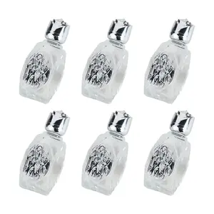 Set of 6 Embossed Glass Holy Water Containers for Baptisms — Gifts for Churches