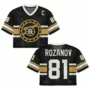 Rozanov #81 Crop Mesh Jersey for Women, Heated Rivalry Print Crop Jersey for Hockey Fans, Hollander and Rozanov Comfortable & Trendy Sportswear Perfect Gift for Women