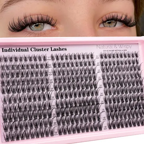 ORCHARD 300PCS CC-Curl Natural Lash Clusters Clear Band Wispy Individual Lash Extension Mix 10-16mm Length Individual Lashes DIY Lash Natural Look Create Natural Butterfly Effect Makeup