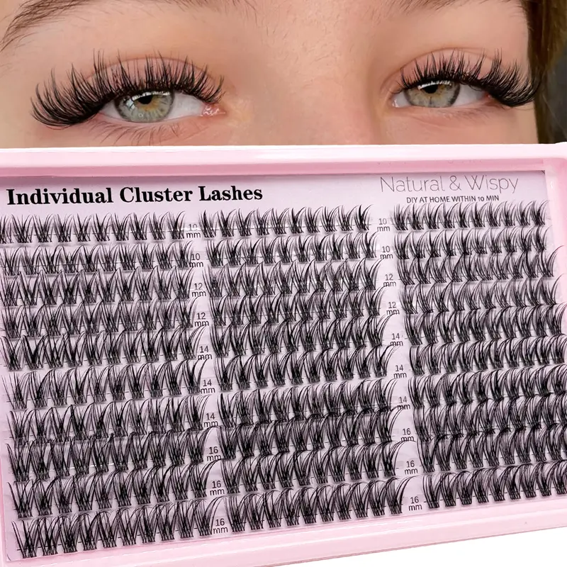 ORCHARD 300PCS CC-Curl Natural Lash Clusters Clear Band Wispy Individual Lash Extension Mix 10-16mm Length Individual Lashes DIY Lash Natural Look Create Natural Butterfly Effect Makeup