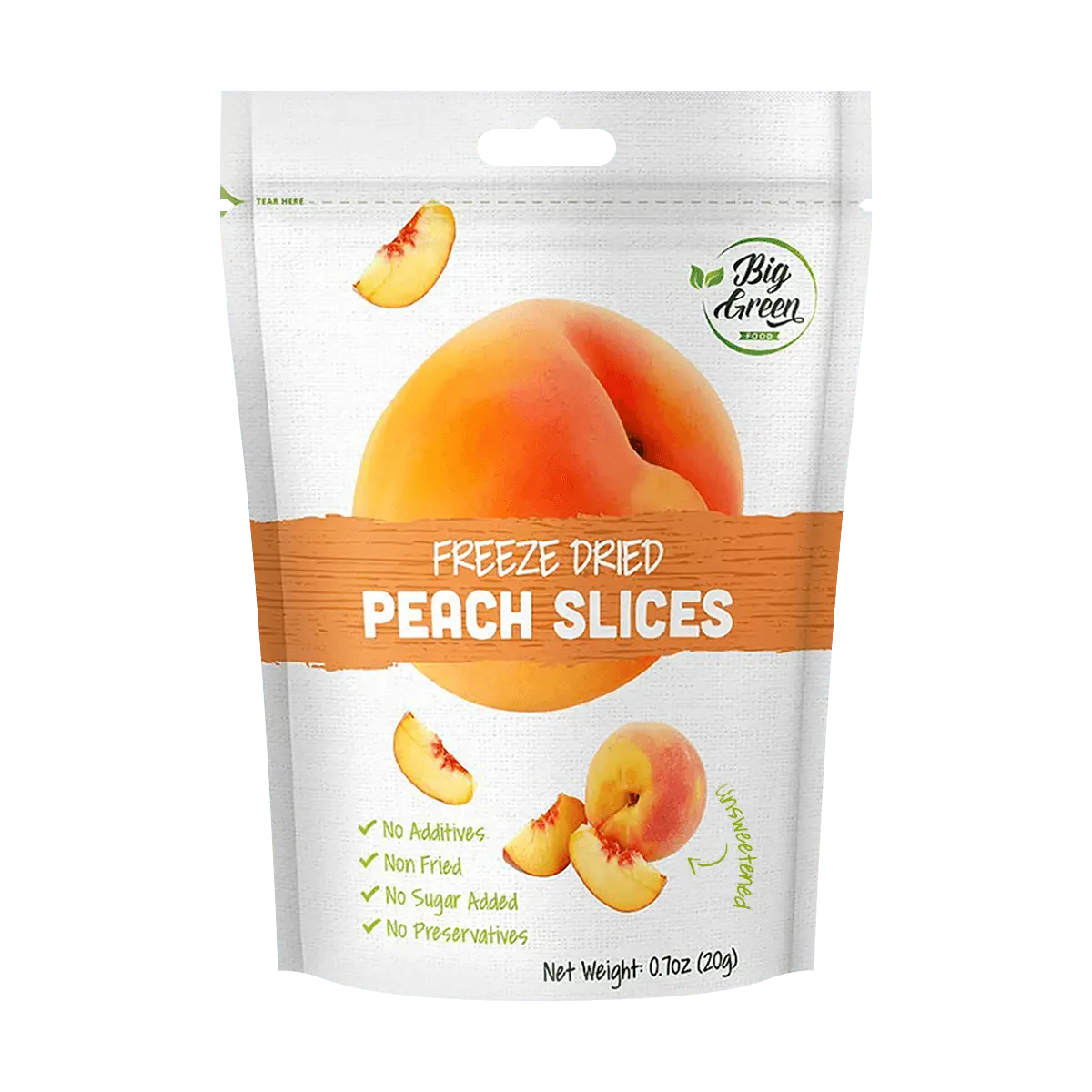 BIG GREEN Freeze Dried Peach Slices - Natural Hometown Flavor, 20g ...