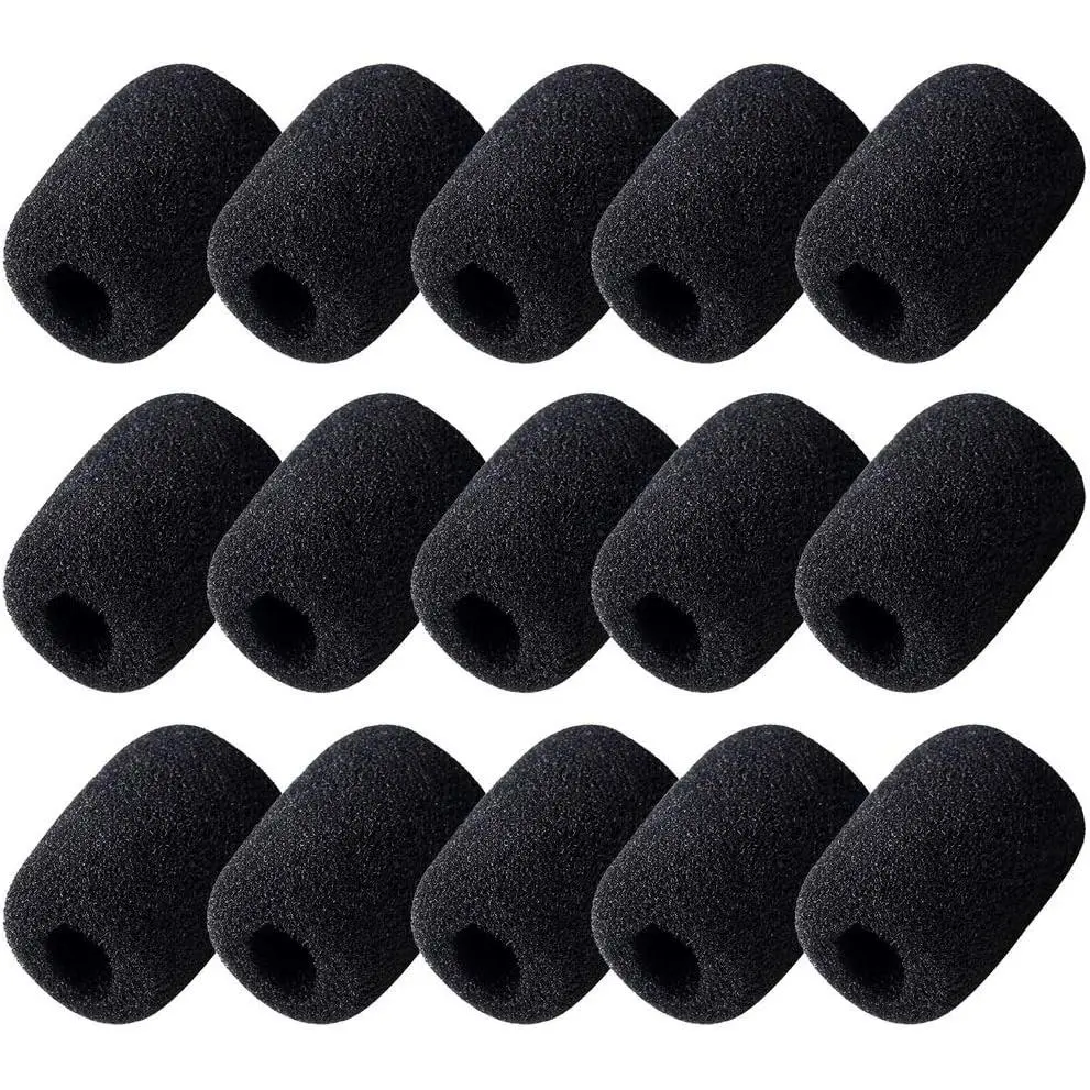 15-Pack Durable Synthetic Microphone Windscreens - 30×22mm Dustproof Lapel Headset Mini Sponge Covers, Outdoors Recording Accessory for Various Headsets (Black Audio Accessories), Indoors, Manufacturer Warrenty