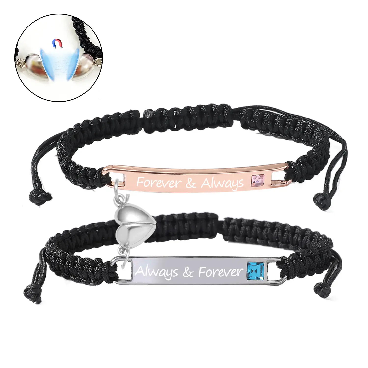 Personalized Adjustable Couple Bracelet Set, Heart Rate Bracelet, Fashion Bracelet for Couples, Daily Clothing Decor, Trendy All-match & Exquisite Jewelry for Men Women Birthday Love Gift, Heart Charm Bracelet