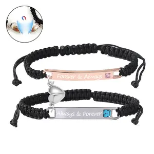 Personalized Adjustable Couple Bracelet Set, Heart Rate Bracelet, Fashion Bracelet for Couples, Daily Clothing Decor, Trendy All-match & Exquisite Jewelry for Men Women Birthday Love Gift, Heart Charm Bracelet