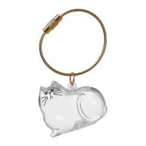 Sleeping Cat Fur Memory Keepsake Box, Lying Pose Design, DIY Fillable Transparent Memorial Keychain - Turning your beloved pet's last warmth into eternal companionship. Pet funeral and remembrance healing gift.