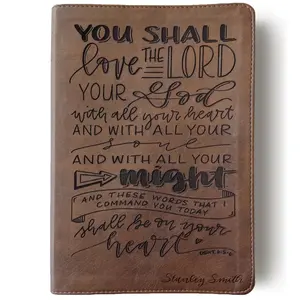 Personalized NLT Large Print Bible - Brown - You Shall Love the Lord Your God - Hand Lettered and Engraved