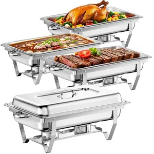 Chafing Dishes for Buffet, 9Qt 4 Pack Chafing Dish Buffet Set, Stainless Steel Buffet Food Warmers Sets for Catering Events Parties Dinners with Complete Set,