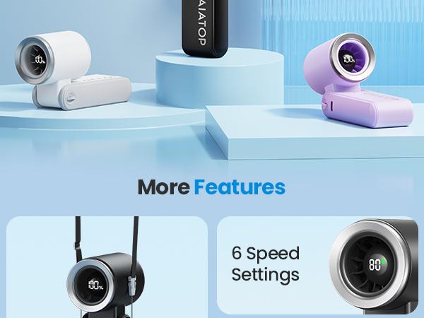 GAIATOP Handheld Mini Fan, Up to 21 Hours of Use, Rechargeable Battery, 6-Speed 180° Adjustable, Lightweight & Portable Foldable Fan, Summer Essential for Women & Girls, Travel & Work   Valentine's Day gift