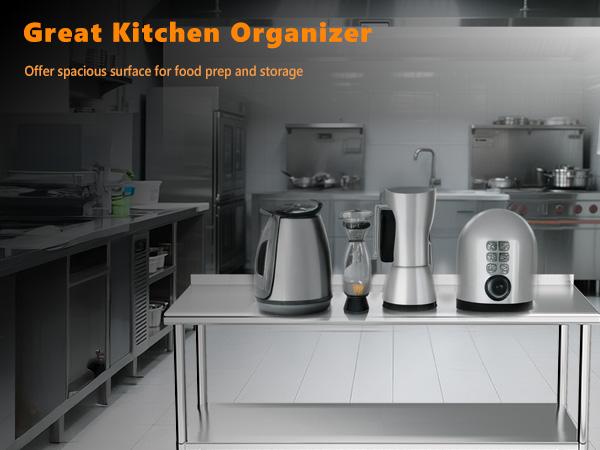 ROVSUN 30/36/48/60/72'' x 24'' Stainless Steel Table for Prep & Work,Commercial Worktables & Workstations, NSF Heavy Duty Metal Table with Adjustable UnderShelf & Backsplash for Kitchen, Restaurant,Home,Hotel