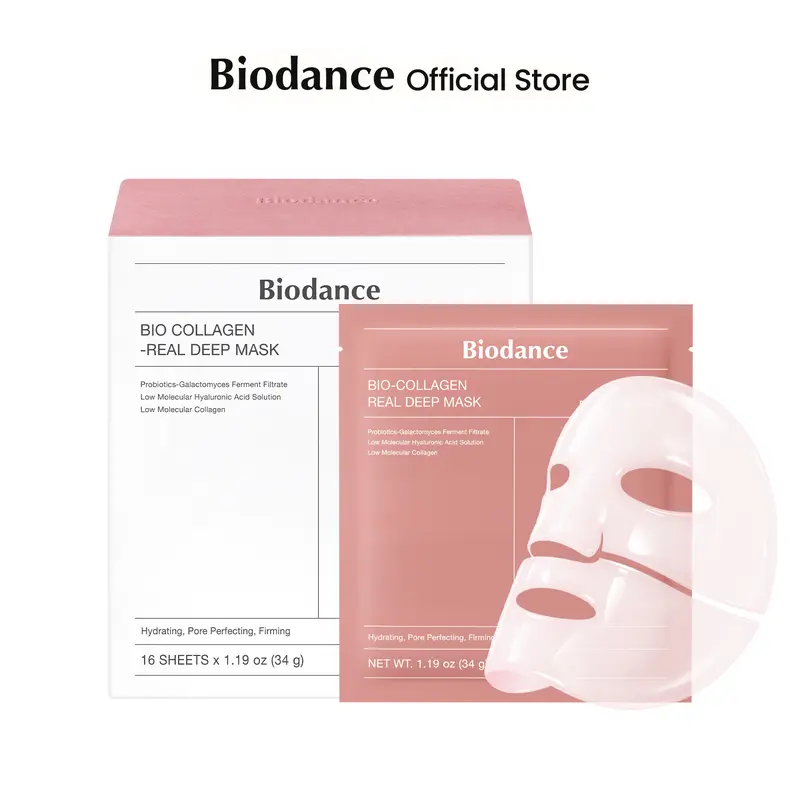 [Biodance Official] Collagen Hydrogel Facemask 16ea (1 box) | Pore Tightening, Firming, Glow, Glass Skin, K-beauty Sleeping Mask, Korean Skincare, Collagen+Galactomyces, Collagen Mask Bulk