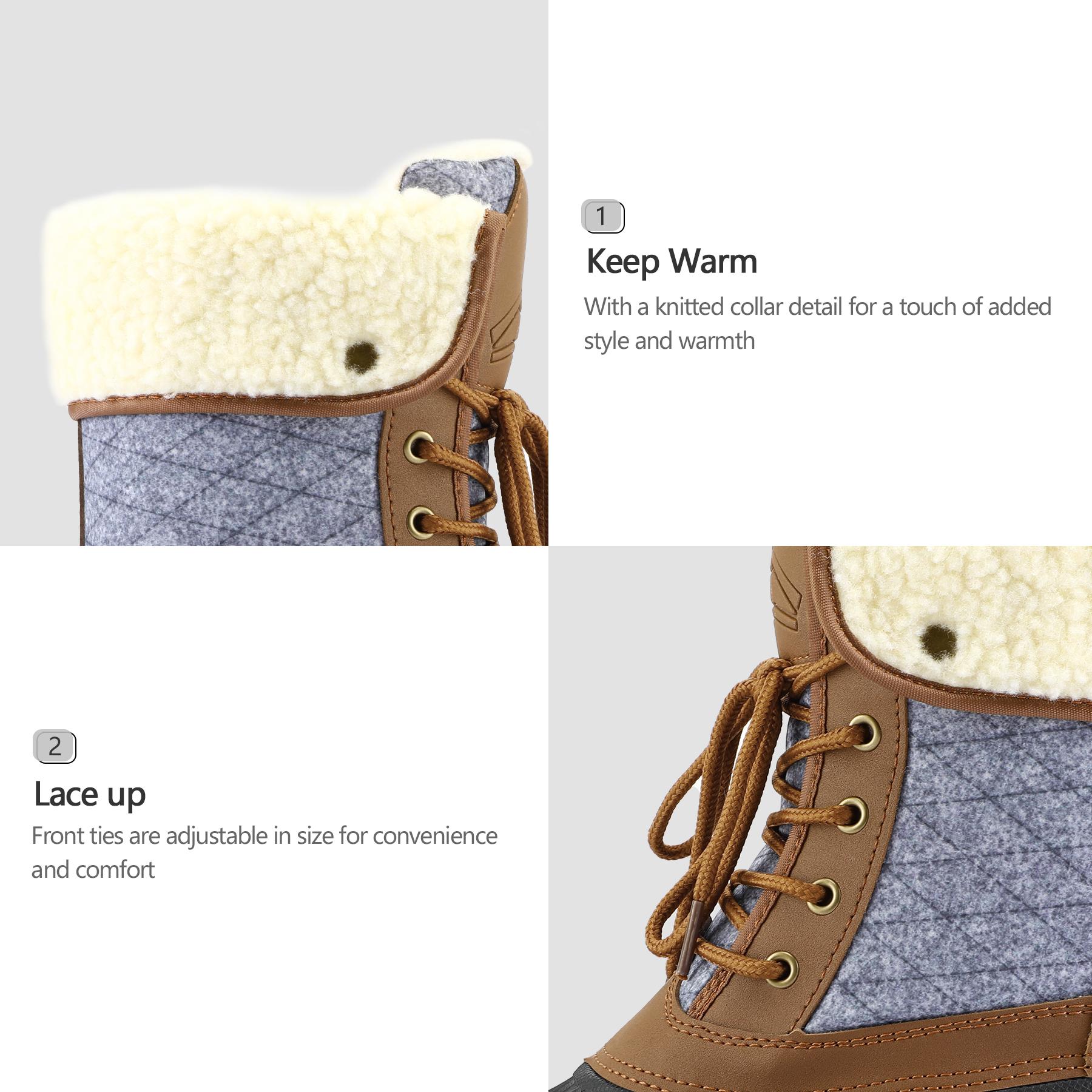 Mysoft Women's Waterproof Warm Lace-up Mid-Calf Snow Boots, Winter Outdoor Shoe, Womensfashion Footwear, Cozy Boots for Women, Perfect Valentine's Day Gift