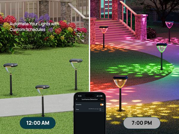 Linkind Smart Solar Pathway Lights SP6C APP Control 16 Million RGBW Colors 5 Swappable Lenses Waterproof Outdoor Garden Decor 8 Pack for Enhanced Nighttime Beauty